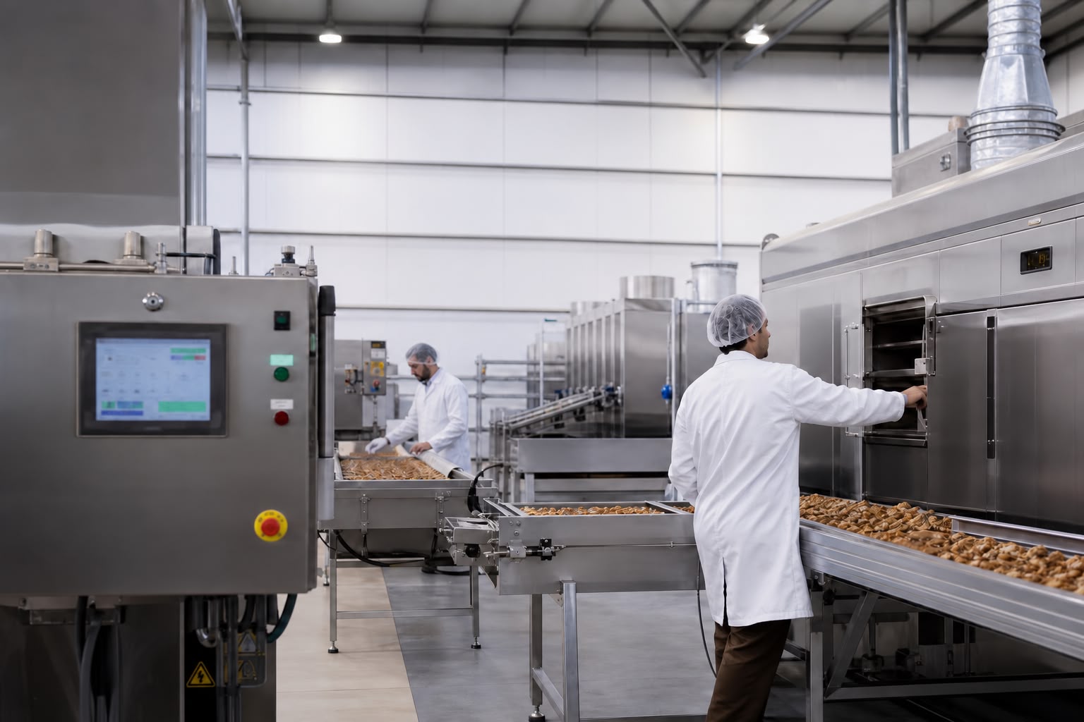 Dehydrated onion processing line at a selected production facility